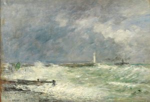 Eingang zum Hafen von Le Havre bei stürmischem Wetter, 1895 von Eugene Louis Boudin