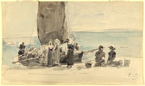 Boote beladen von Eugene Louis Boudin