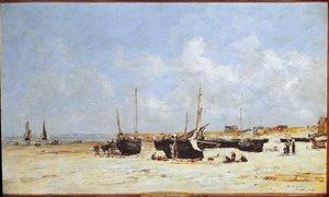 Am Strand von Berck, Pas-de-Calais von Eugene Louis Boudin