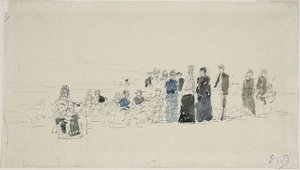 Unterröcke am Strand (recto); Bretonische Frauen am Strand (verso) von Eugene Louis Boudin
