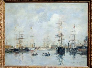 Segelboote im Hafen, Deauville 1896. Gemälde von Eugene Louis Boudin, 1896