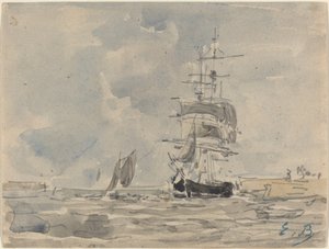 Meereslandschaft mit Segelschiff, ca. 1875
