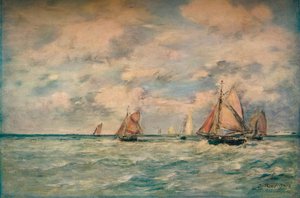 Sortie Des Barques A Trouville, 1895, 1920 von Eugene Louis Boudin