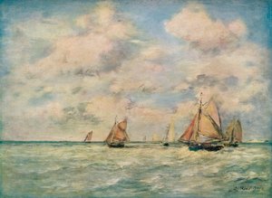 Sortie Des Barques A Trouville, 19. Jahrhundert von Eugene Louis Boudin