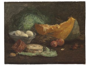 Stillleben mit Eiern und Kürbis, ca. 1853-56 von Eugene Louis Boudin