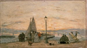 Der Steg in Trouville: Sonnenuntergang von Eugene Louis Boudin