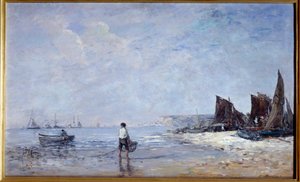 Der Fischer. Gemälde von Eugene Louis Boudin (1824-1898) 19. Jahrhundert