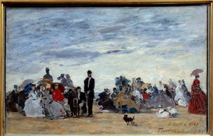 Strand von Trouville. Gemälde von Eugene Louis Boudin von Eugene Louis Boudin