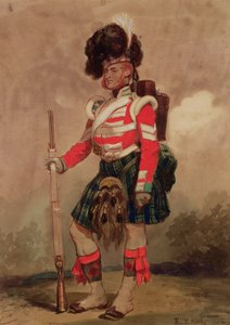 Ein Soldat der 79. Highlanders im Chobham Camp im Jahr 1853 von Eugene Louis Lami