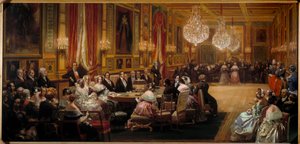 Aubert dirigiert die Sänger der Opera Comique vor Louis Philippe I., der königlichen Familie, Königin Victoria und Prinz Albert (Eugene Louis Lami) von Eugene Louis Lami
