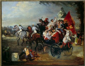 Karnevalsszene in Paris, Place de la Concorde, 1834 von Eugene Louis Lami