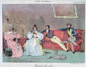 Das Schlossleben - Abendgespräche - Illustration von Eugene Lami (1800-1890) in „LE-RIRE“ von 1885 von Eugene Louis Lami