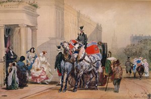 Damen steigen in ihre Kutsche am Belgrave Square von Eugene Louis Lami