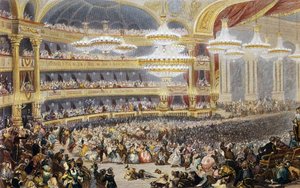 Maskenball an der Pariser Oper im 19. Jahrhundert (Gravur von Eugène Lami) von Eugene Louis Lami