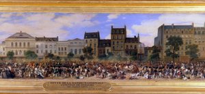 Das Attentat von Giuseppe Fieschi (korsischer Verschwörer) am 28.07.1835 gegen Louis-Philippe I (1773-1850), König der Franzosen, Boulevard du Temple in Paris (Detail) von Eugene Louis Lami