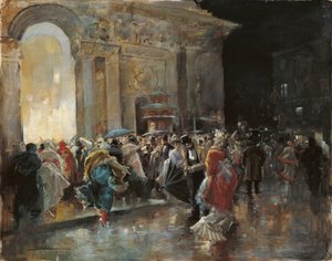 Ankunft im Theater bei einem Maskenball von Eugenio Lucas Villaamil