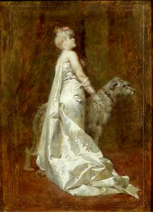 Weißes Kleid und Hund