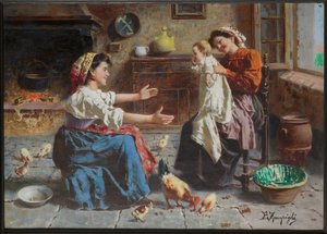 Treffen von zwei Frauen und einem Baby