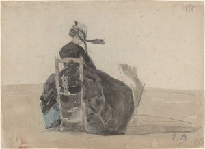 Sitzende Dame in Schwarz, Trouville von Eugène Boudin