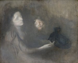 Frau mit Hut von Eugène Carrière