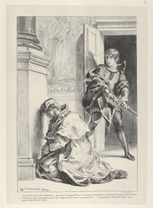 Hamlet versucht, den König zu töten, 1834-43 von Eugène Delacroix