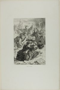 Hamlet und Laertes im Grab von Ophelia, Tafel 15 aus Hamlet von Eugène Delacroix