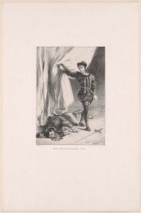 Hamlet und der Körper von Polonius, Platte 11 aus Hamlet von Eugène Delacroix