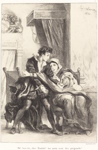 Hamlet und die Königin (Akt III, Szene IV) von Eugène Delacroix