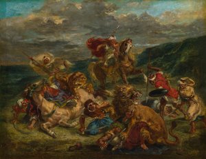 Löwenjagd, 1860-61 von Eugène Delacroix