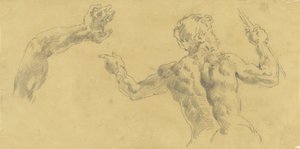 Skizzen eines Arms und eines von hinten gesehenen Mannes von Eugène Delacroix