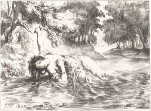 Der Tod von Ophelia, Akt IV, Szene VII von Eugène Delacroix