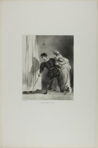 Der Mord an Polonius, Tafel 9 aus Hamlet von Eugène Delacroix