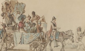 Theatertruppe auf der Straße, 1818 von Eugène Delacroix