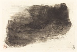 Schlafender Tiger am Eingang zu seinem Versteck von Eugène Delacroix