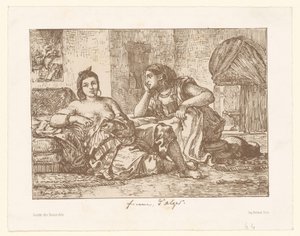 Zwei sitzende algerische Frauen von Eugène Delacroix