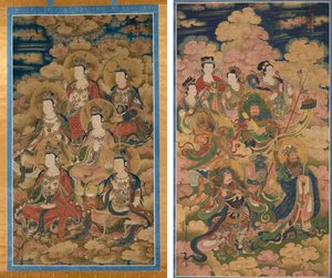 Die Bodhisattvas der zehn Stufen zur vollkommensten Erkenntnis; Die acht Gastgeber von Deva, Naga und Yakshi