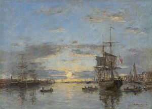 Le Havre: Der Außenhafen bei Sonnenuntergang von Eugene Louis Boudin