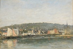 Der Hafen von Trouville am Morgen von Eugene Louis Boudin