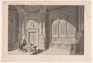 Innenraum einer Bibliothek von Eugène Napoléon Varin