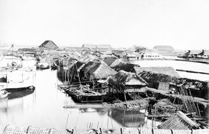 Einheimische Häuser, Saigon, um 1870er von European Photographer