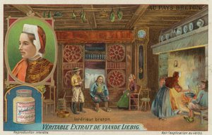 Ein bretonisches Haus (Chromolithografie) von European School