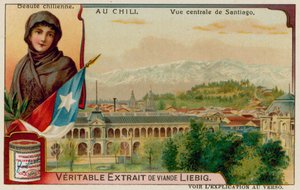Eine chilenische Schönheit und Blick auf das Zentrum von Santiago von European School