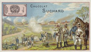 Alliierte Artillerie bombardiert Tianjin, China, Boxeraufstand, 1900 von European School