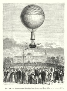 Aufstieg von Blanchard auf dem Champ-de-Mars in Paris, am 2. März 1784 von European School