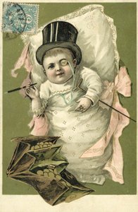 Baby mit Zylinder und Monokel von European School