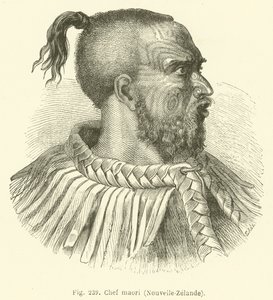 Maori-Häuptling, Neuseeland (Stich) von European School