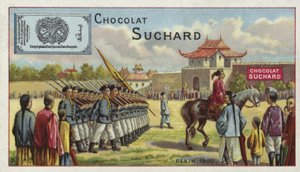 Chinesische Truppen marschieren, Peking, 1900 von European School