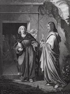 Christus erscheint Maria, Johannes, Kap. 20, V. 14 (Gravur) von European School