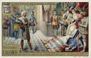 Christoph Kolumbus vor dem König und der Königin von Spanien, 15. Januar 1492 von European School