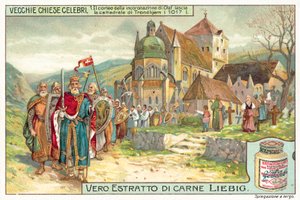 Krönungsprozession von König Olaf II. von Norwegen verlässt den Dom von Trondheim von European School